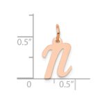 14k Rose Gold Small Script Letter N Initial Charm - Image 4