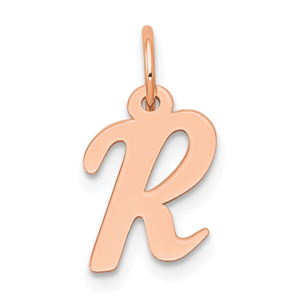 YC658RR.jpg 14k Rose Gold Small Script Letter R Initial Charm - Image 1