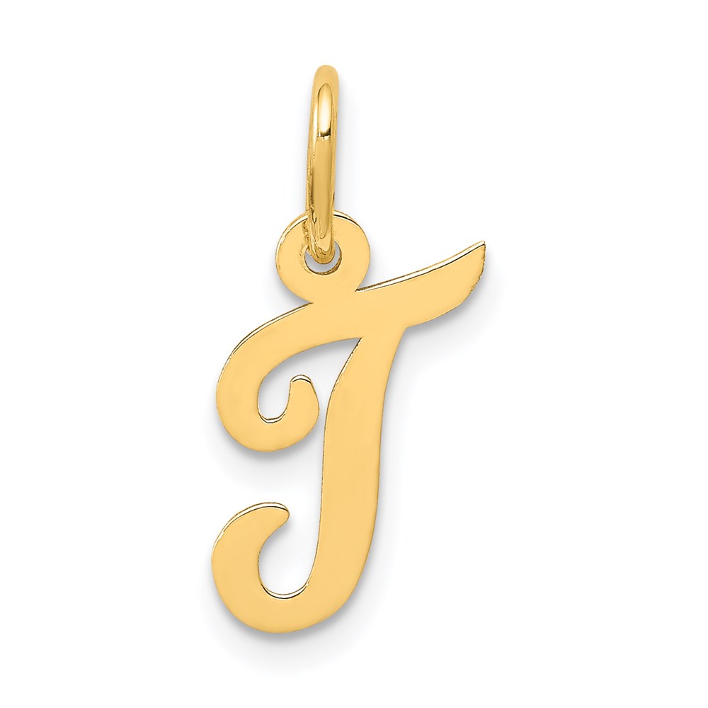 YC658T.jpg 14k Small Script Letter T Initial Charm - Image 1