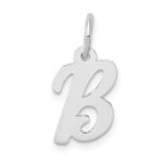 14k White Gold Small Script Letter B Initial Charm