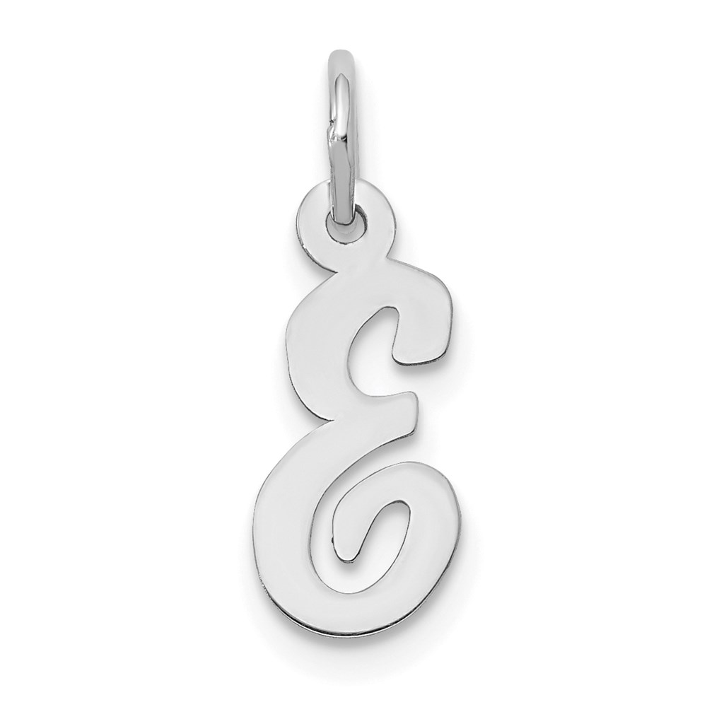 YC659E.jpg 14k White Gold Small Script Letter E Initial Charm - Image 1