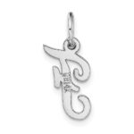 14k White Gold Small Script Letter F Initial Charm - Image 4