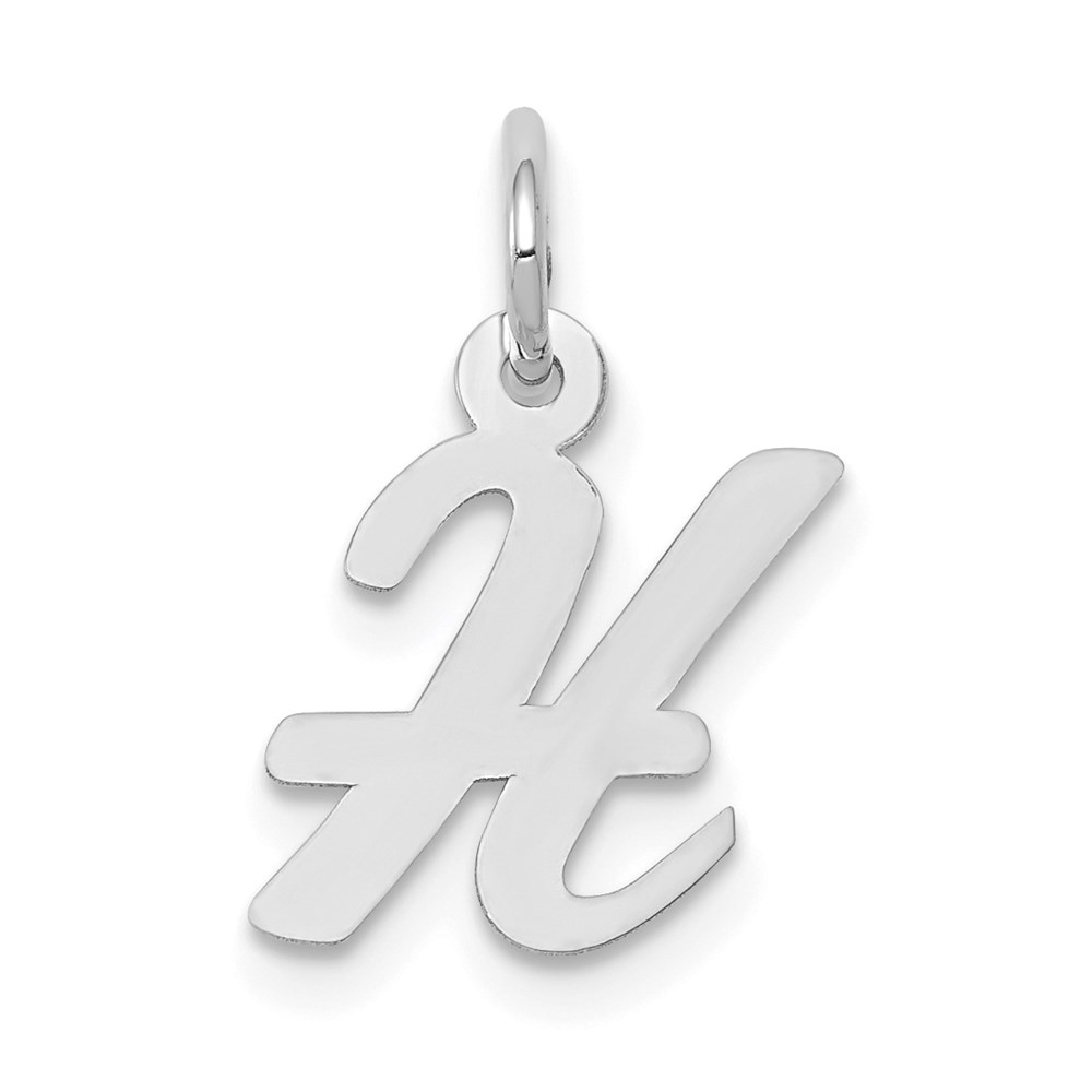 YC659H.jpg 14k White Gold Small Script Letter H Initial Charm - Image 1
