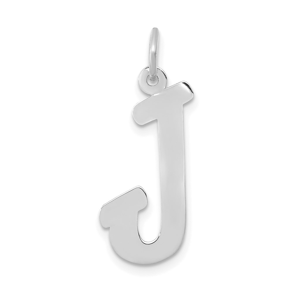 YC659J.jpg 14k White Gold Small Script Letter J Initial Charm - Image 1