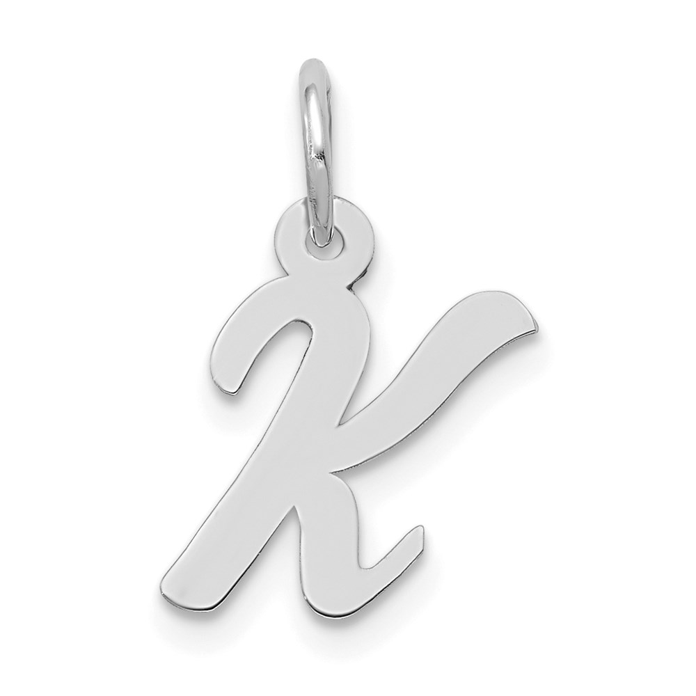 YC659K.jpg 14k White Gold Small Script Letter K Initial Charm - Image 1