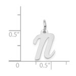 14k White Gold Small Script Letter N Initial Charm - Image 3
