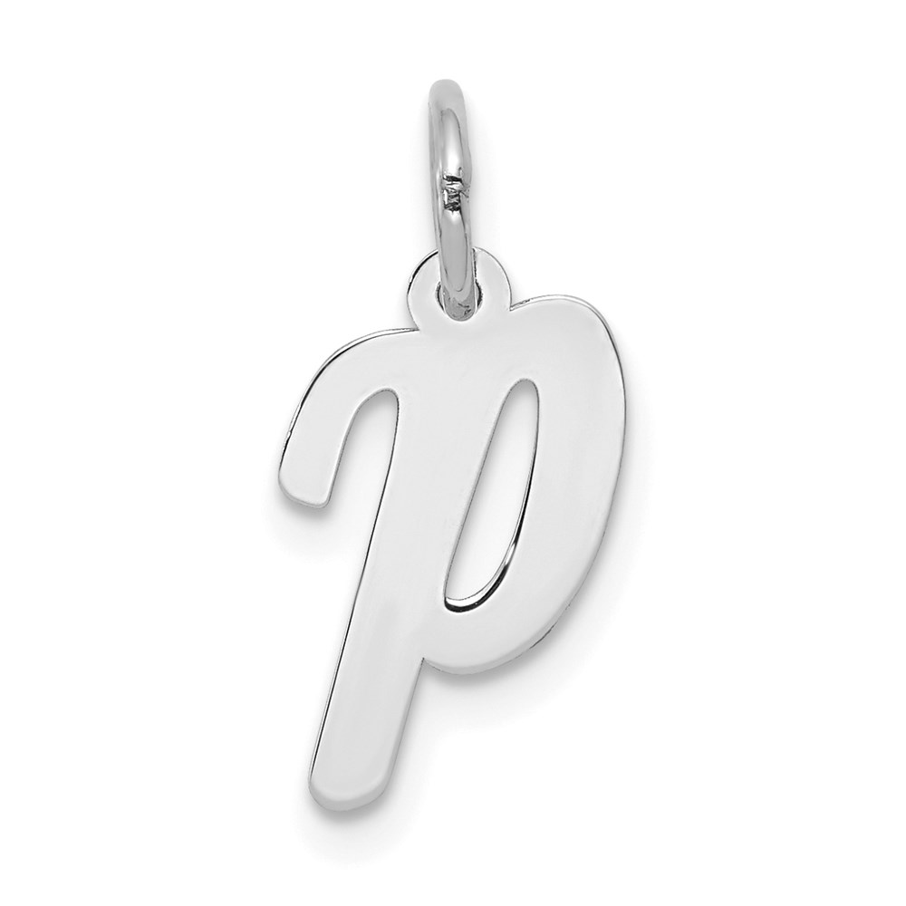 YC659P.jpg 14k White Gold Small Script Letter P Initial Charm - Image 1