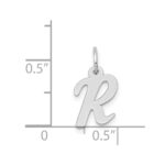14k White Gold Small Script Letter R Initial Charm - Image 3