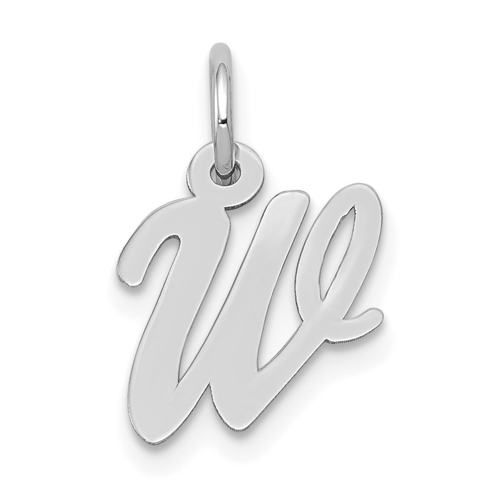 YC659W.jpg 14k White Gold Small Script Letter W Initial Charm - Image 1