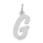 14k White Gold Medium Script Letter G Initial Charm