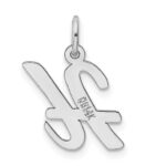 14k White Gold Medium Script Letter H Initial Charm - Image 4