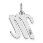 14k White Gold Medium Script Letter M Initial Charm - Image 4