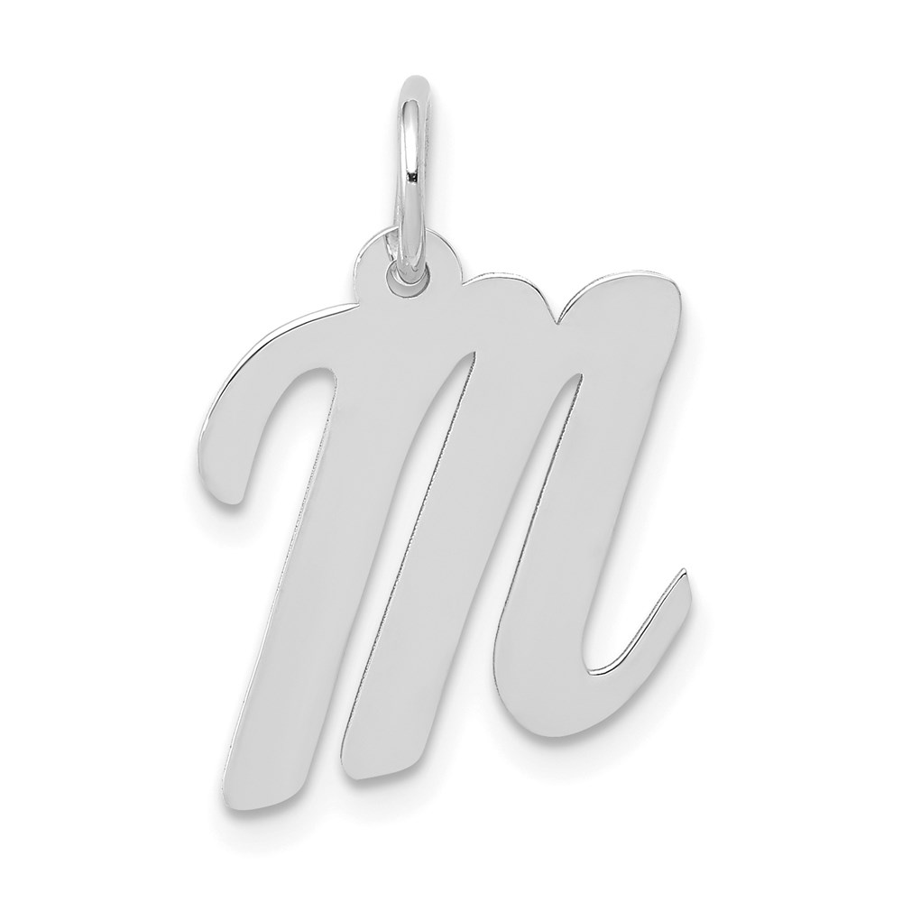 YC661M.jpg 14k White Gold Medium Script Letter M Initial Charm - Image 1