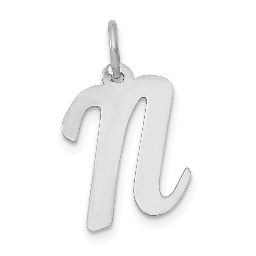 YC661N.jpg 14k White Gold Medium Script Letter N Initial Charm - Image 1