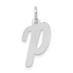14k White Gold Medium Script Letter P Initial Charm