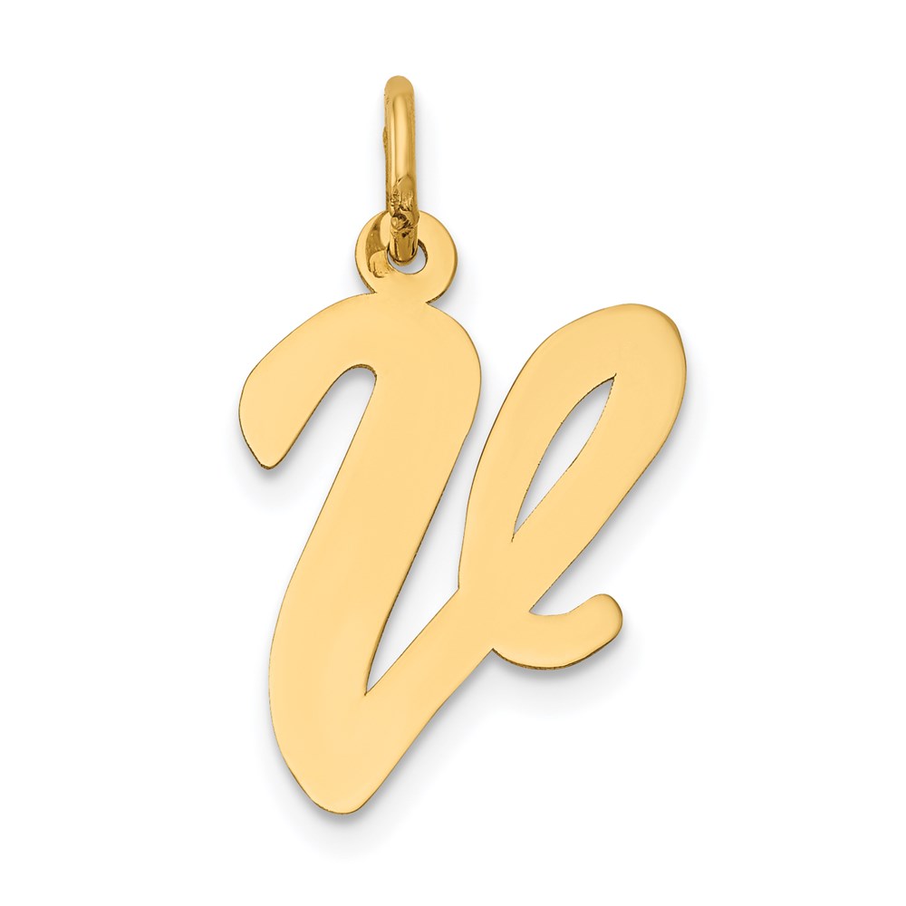 YC662V.jpg 14k Large Script Letter V Initial Charm - Image 1