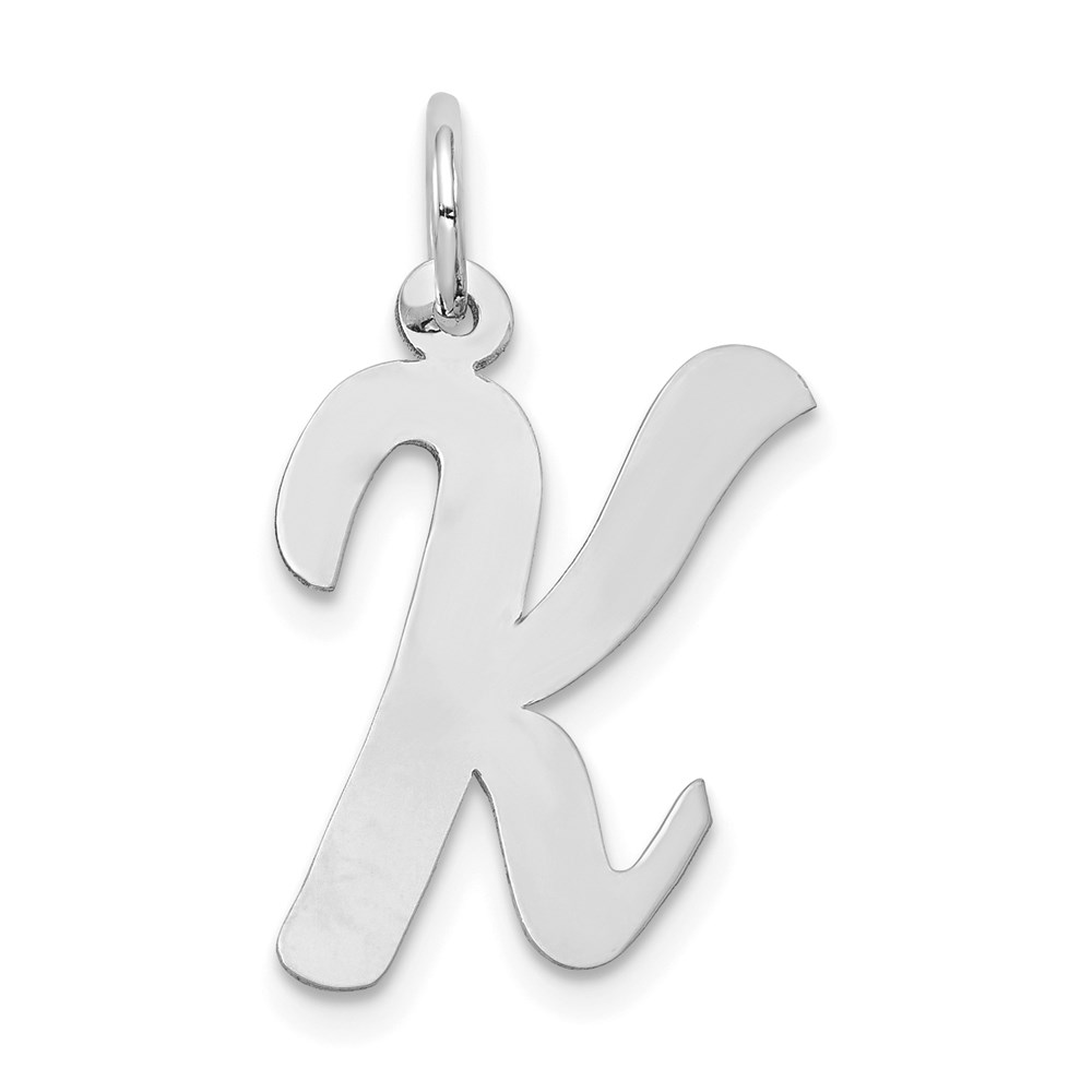 YC663K.jpg 14k White Gold Large Script Letter K Initial Charm - Image 1