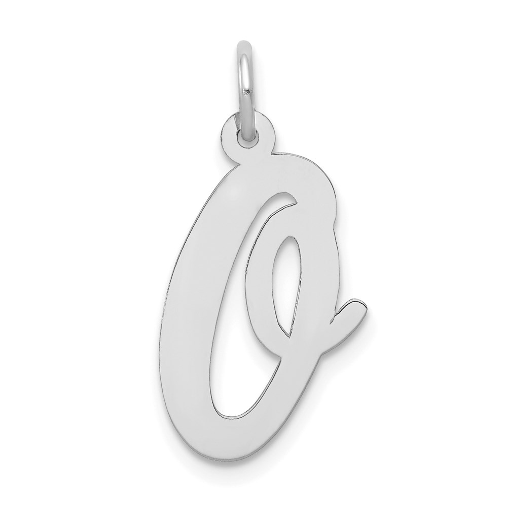 YC663O.jpg 14k White Gold Large Script Letter O Initial Charm - Image 1