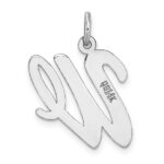 14k White Gold Large Script Letter W Initial Charm - Image 4