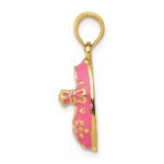 14k Pink Enameled 3-D Baby Shoe with Flowers Pendant - Image 2