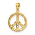14k Polished Peace Sign Circle Pendant - Image 3