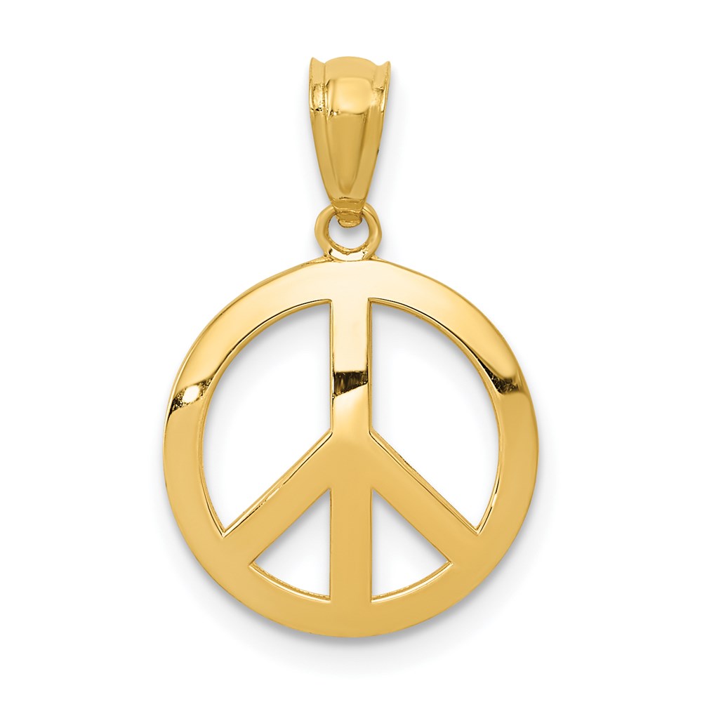 YC815.jpg 14k Polished Peace Sign Circle Pendant - Image 1