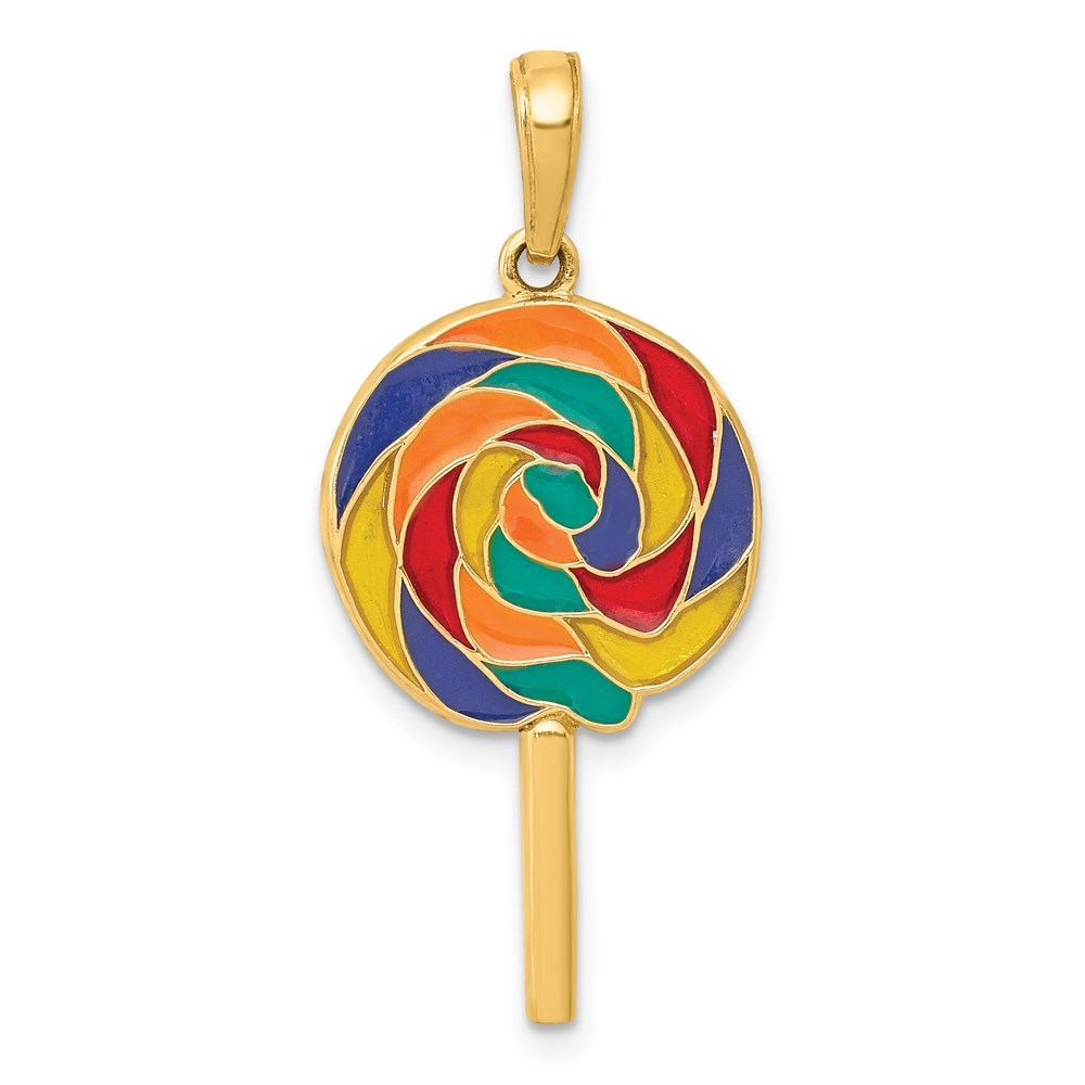 YC879.jpg 14k 3-D Multi-color Enameled Lollipop Pendant - Image 1
