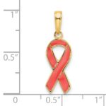 14k Pink Enameled Awareness Ribbon Pendant - Image 4