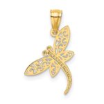 14k Satin Diamond-cut Dragonfly Pendant - Image 3