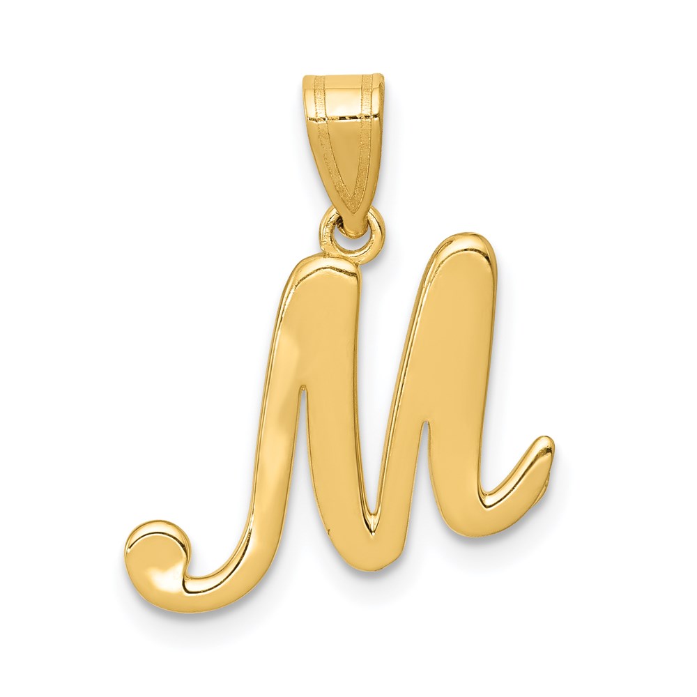 YC993M.jpg 14KY Script Letter M Initial Pendant - Image 1