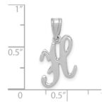 14KW White Gold Script Letter H Initial Pendant - Image 4