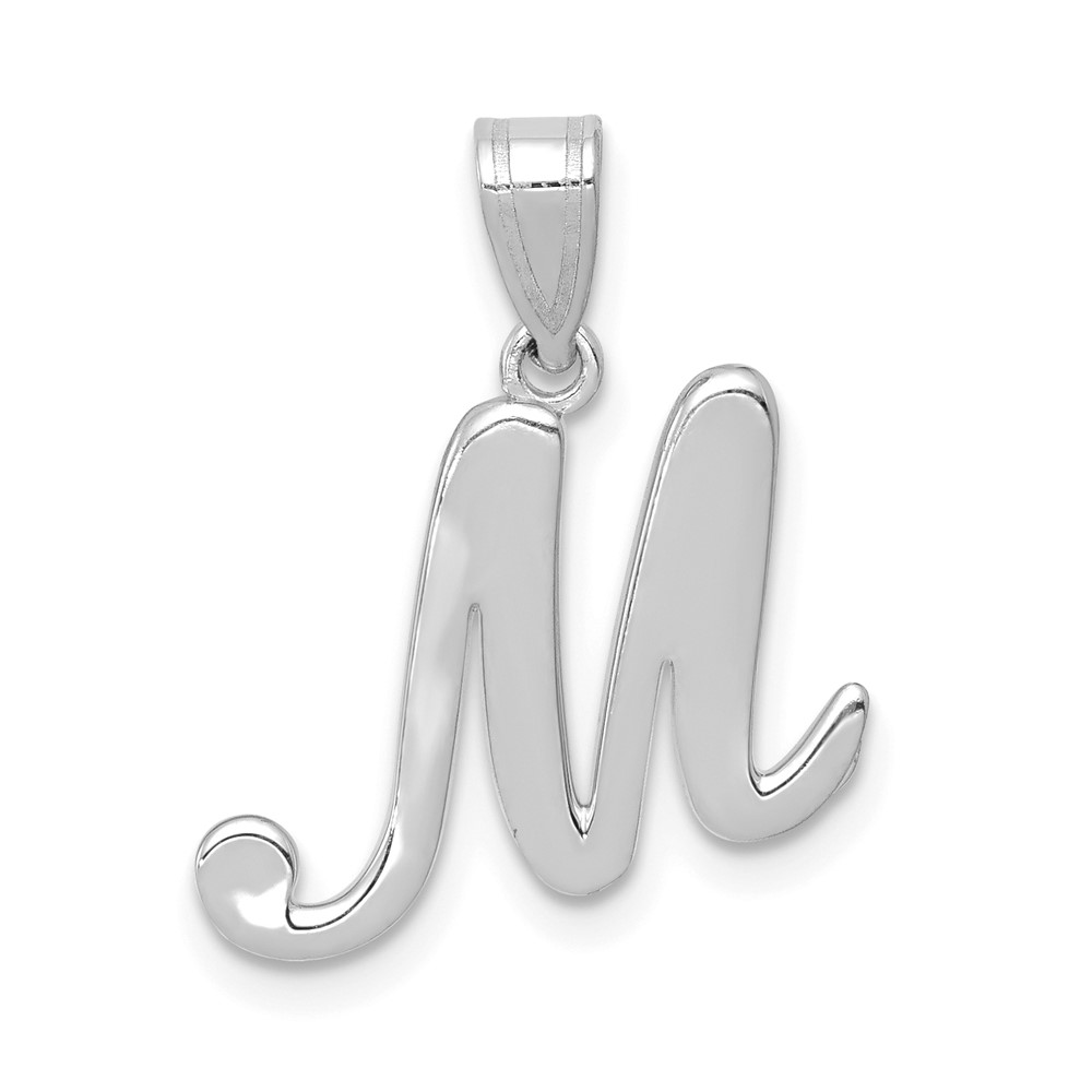 YC993WM.jpg 14KW White Gold Script Letter M Initial Pendant - Image 1