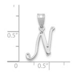 14KW White Gold Script Letter N Initial Pendant - Image 4