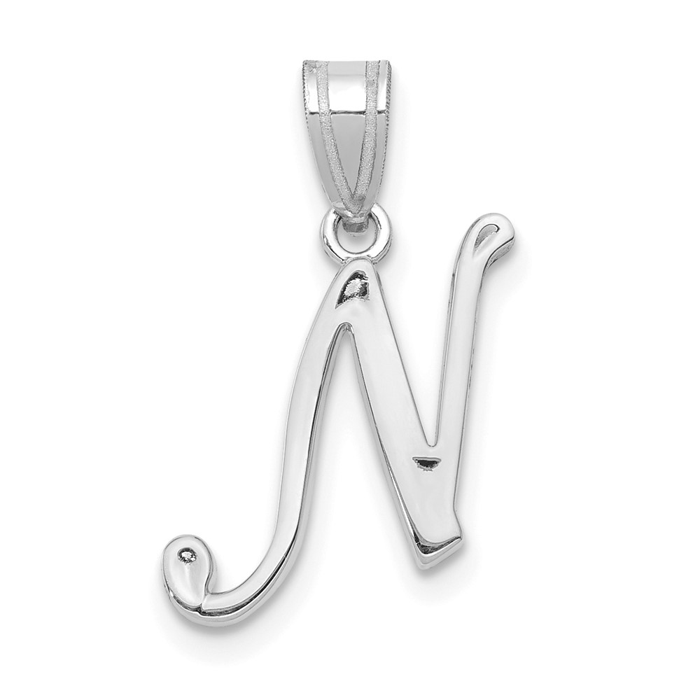 YC993WN.jpg 14KW White Gold Script Letter N Initial Pendant - Image 1