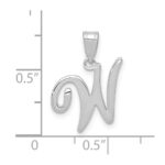 14KW White Gold Script Letter W Initial Pendant - Image 4