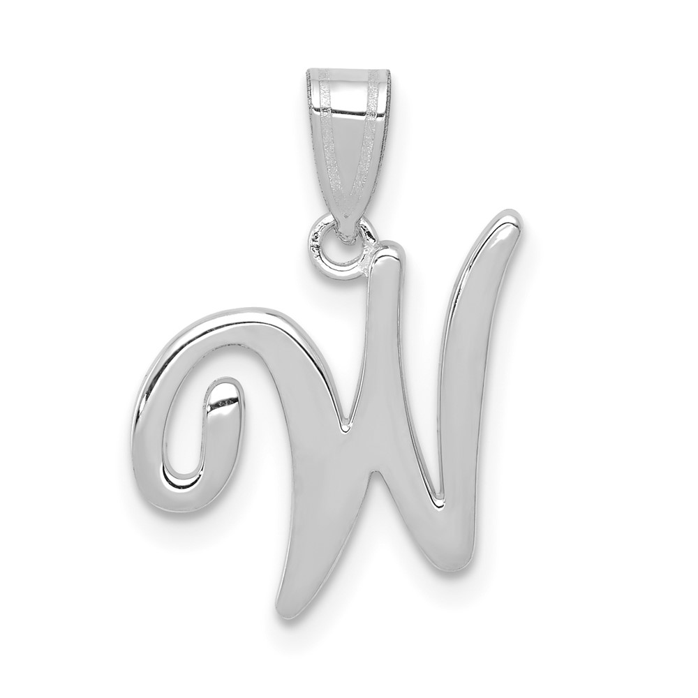 YC993WW.jpg 14KW White Gold Script Letter W Initial Pendant - Image 1